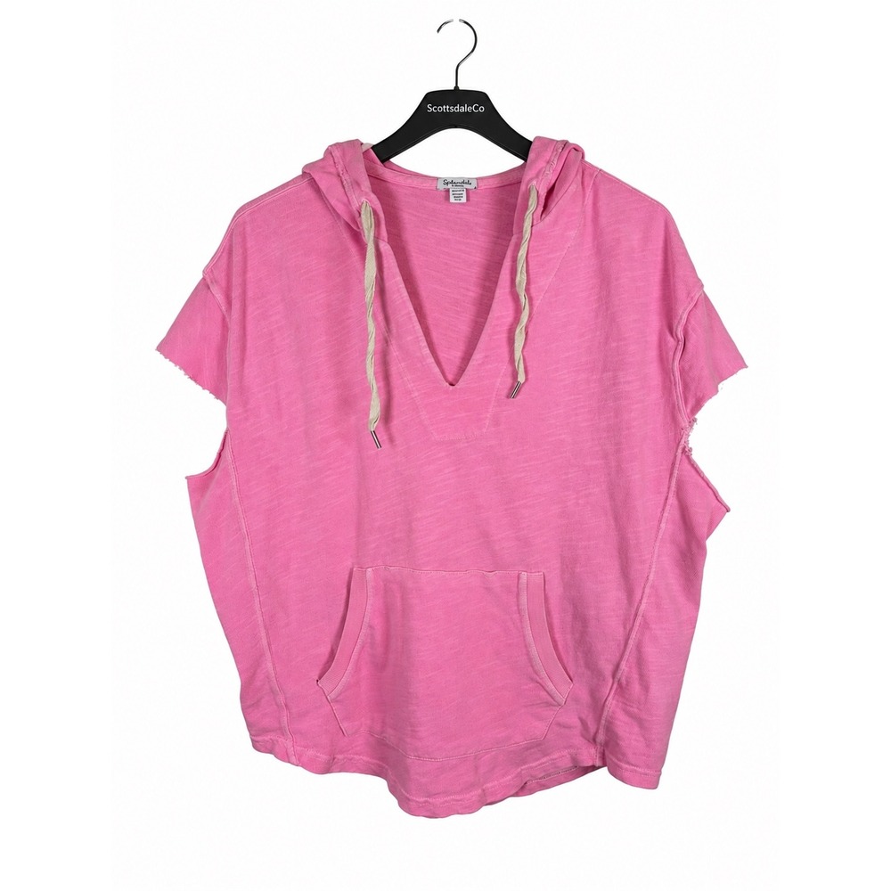 Splendid Beach Cover Up Womens XS Pink Hooded Cotton Oversized Short Sleev - Picture 6 of 11